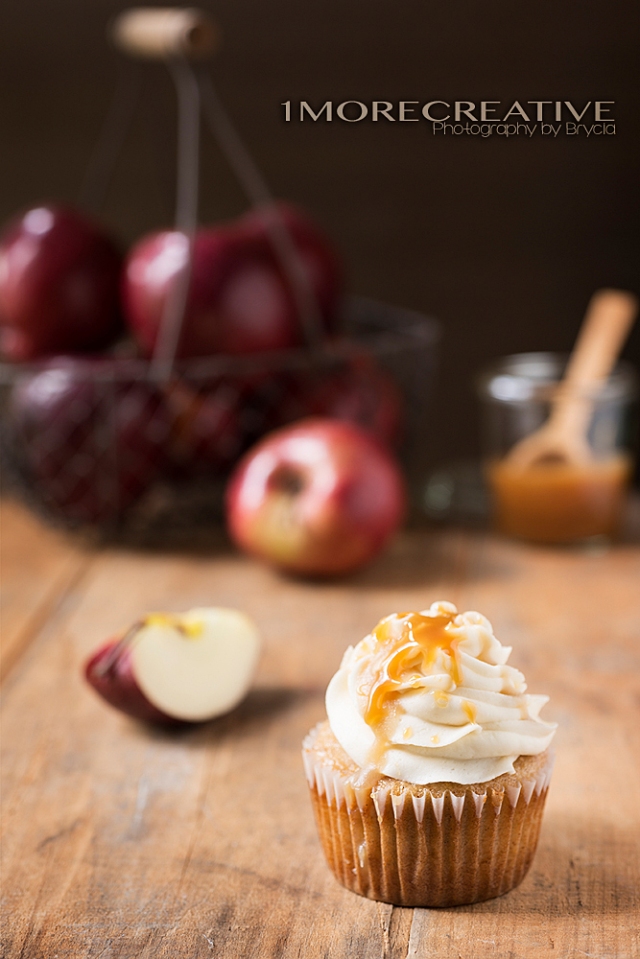 Caramel Apple Cupcake Rustic with Copy Space